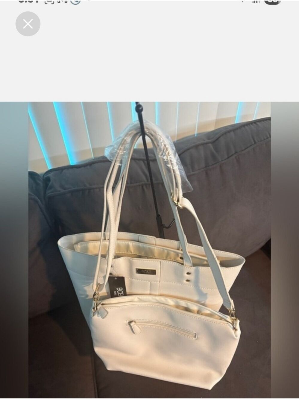 BCBGMaxAzria White Tote Bag with Removable Pouch